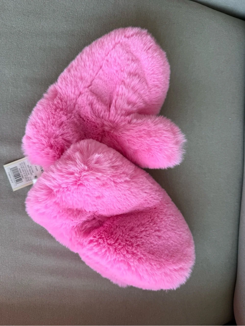 Kids Plush Hot Pink Faux Fur Mittens
